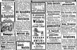 Ogłoszenia w "Dzienniku Poznańskim" z 7 września 1911 r.