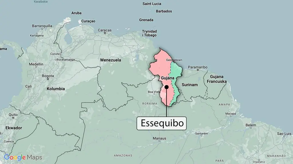 Region Essequibo na mapie 