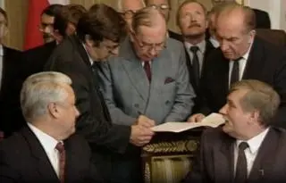 Borys Jelcyn i Lech Wałęsa