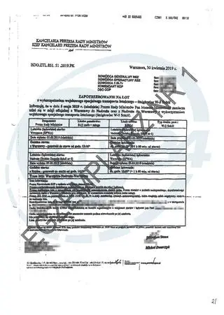 Szef kancelarii premiera Michał Dworczyk prosi o dodatkowy śmigłowiec na lotniskach startu i lądowań