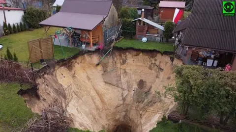 Huge hole appears as ground collapses at allotment gardens