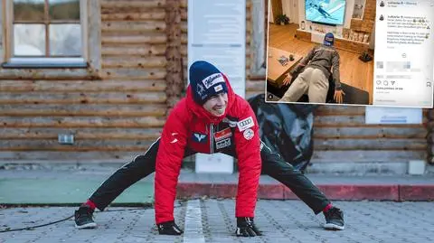 Niecodzienny trening triumfatora PŚ. "Skakał" z kolegami przed telewizorem