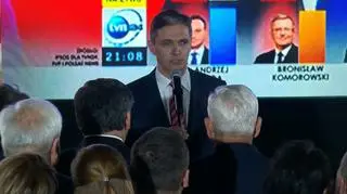 Całe wystąpienie Adama Jarubasa po ogłoszeniu sondażowych wyników wyborów
