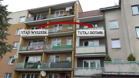 Po gzymsie, kilkanaście metrów nad ziemią - żeby ratować staruszkę