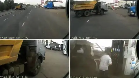 O włos od tragedii. Rozpędzony autobus wjechał na stację