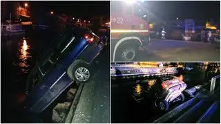Auto wpadło do kanału Chełst 