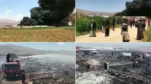 Liban. Pożar w obozie dla uchodźców