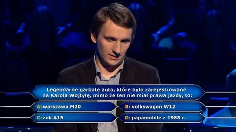 "Milionerzy": Pytanie o garbate auto Karola Wojtyły. Zobacz odpowiedź