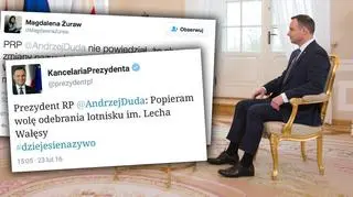 Co naprawdę sądzi Andrzej Duda o pomyśle zmiany nazwy lotniska?