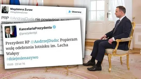 Prezydent o odebraniu lotnisku imienia Wałęsy. Burza wokół tweeta