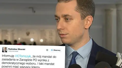 Tomczyk: Sikorski nie ma legitymacji, aby zasiadać w zarządzie PO