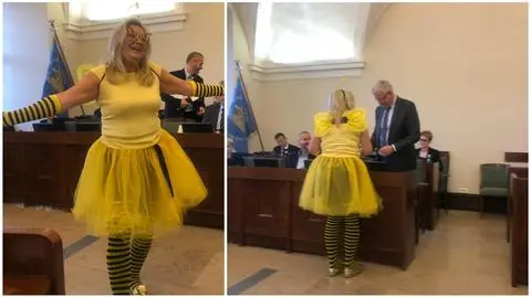 W takim stroju Halina Owsianna pojawiła się na sesji rady Poznania