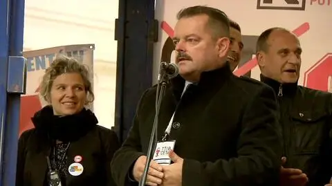 Sławomir Izdebski na manifestacji przeciwko CETA