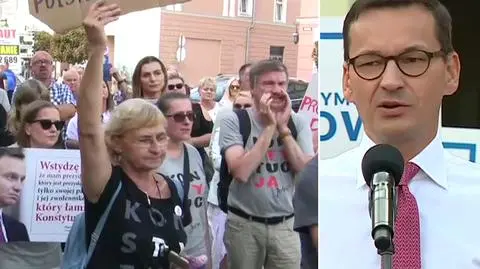 Protest podczas przemówienia premiera