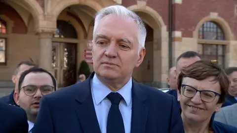 Jarosław Gowin rozmawiał z dziennikarzami w Tarnowskich Górach