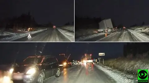 "Szklanka" na drodze. Kilka samochodów w rowach