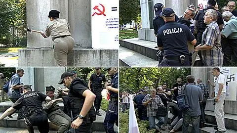 Adam Słomka pobity przez policję? 
"Symbolicznie dotykali pomnik kilofem"