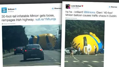 Dmuchana postać Minionka zablokowała ruch na drodze