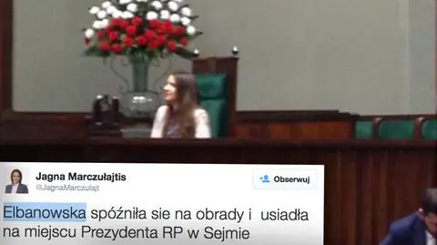 Elbanowska w fotelu prezydenta w Sejmie