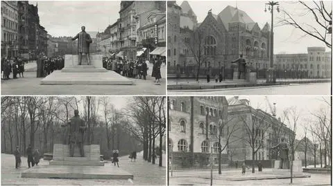 Makieta pomnika Wilsona w różnych miejscach w Poznaniu
