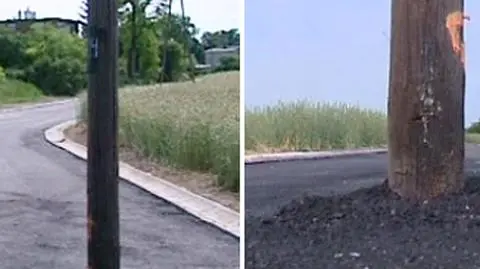 Piękna unijna droga, 
a na niej dwa polskie słupy