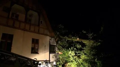 Dąb przewrócił się na dom mieszkalny