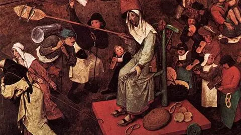 W środę katolicy na całym świecie rozpoczęli Wielki Post (na zdjęciu fragment obrazu Pietera Bruegla starszego, "Walka karnawału z postem", 1559) 