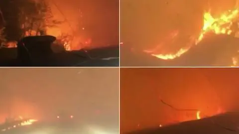 Ojciec ucieka z córką przed pożarem w Kalifornii