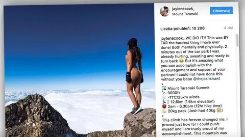 Nowa Zelandia. Nagie zdjęcie modelki na szczycie świętej góry