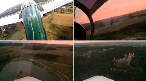 Zamek Książ i różowe niebo