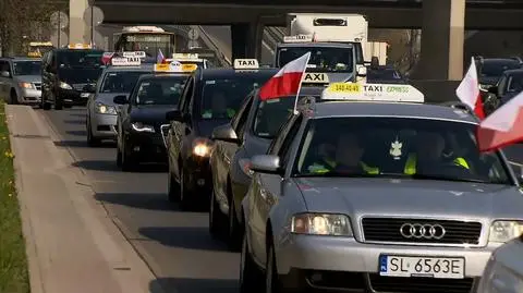 Taxi drivers protested in Warsaw by blocking many busy roads in and around the city