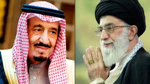 Przywódcy bliskowschodnich potęg - król Salman Ben Abd al-Aziz as-Saud i ajatollah Ali Chamenei. Na nagraniu ONZ aprobuje porozumienie z Iranem
