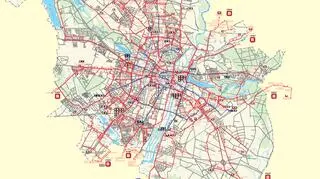 Mapa - sieci autobusowa i tramwajowa w Poznaniu 