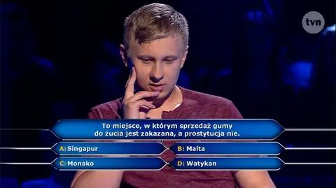 Milionerzy: gdzie zakazana jest sprzedaż gumy do żucia? Pytanie za 20 tysięcy