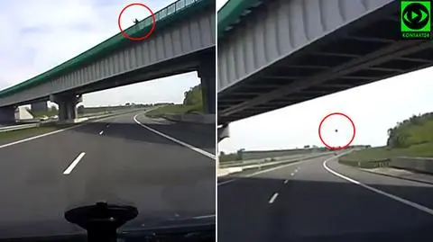Żory. Rzucił kamieniem z wiaduktu na A1