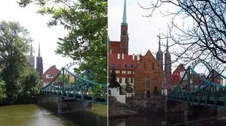 Ostrów Tumski przed wycinką drzew i po niej