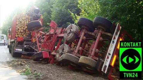 Naczepa TIRa poza trasą
