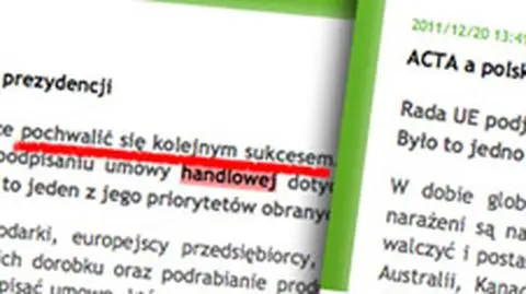 "ACTA sukcesem polskiej prezydencji". Już nie?