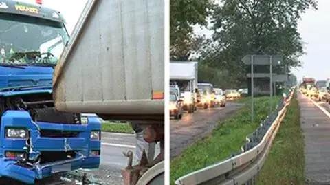 Paraliż na krajowej 7. Zderzenie tirów