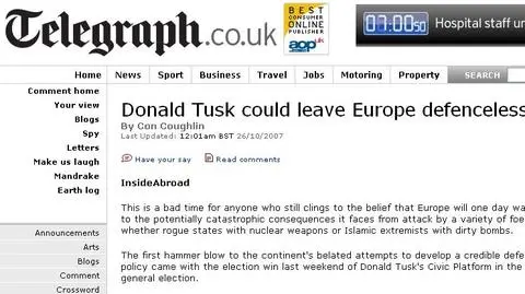 Daily Telegraph: Tusk może osłabić Europę