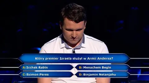 Milionerzy: Który premier Izraela służył w Armii Andersa?