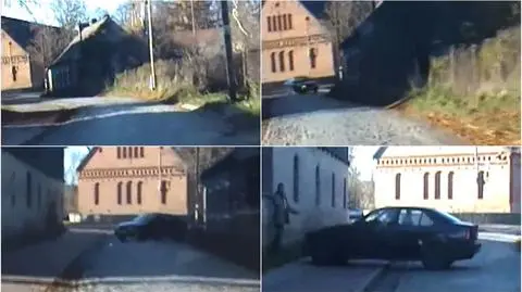 18-latek w BMW stracił panowanie nad autem i prawie potrącił pieszego