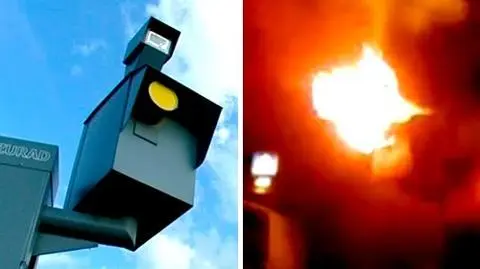 Fotoradar płonął jak pochodnia