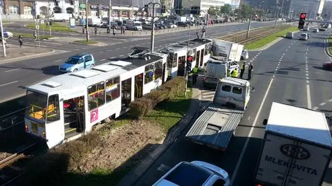 Wypadek tramwaju i ciężarówki w centrum Wrocławia