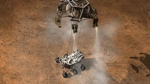 Grafika ukazująca lądowanie "Curiosity" na Marsie