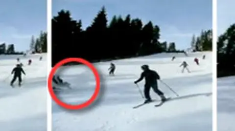 Snowboardzista skosił narciarza, który stał na środku stoku