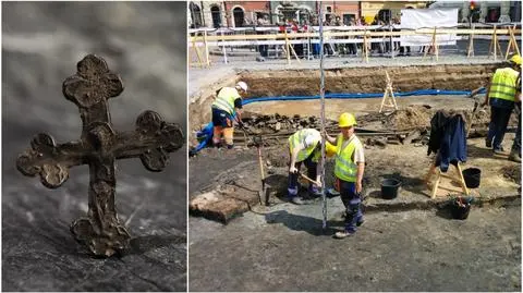 Średniowieczny krzyżyk wykopany pod Ratuszem