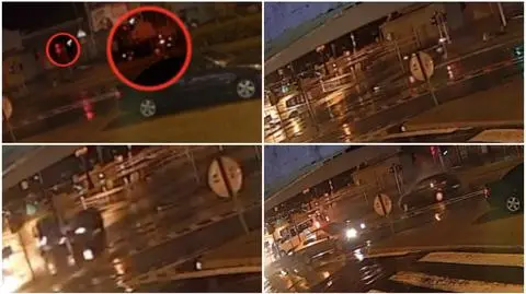 Skręcił w lewo, prosto pod inne auta. Wszystko nagrał monitoring