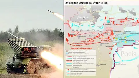 Walki wojsk ukraińskich z prorosyjskimi rebeliantami w obwodzie donieckim. Wideo archiwalne