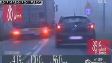 Tirem wyprzedzał na łuku, 
przekroczył prędkość o 46 km/h